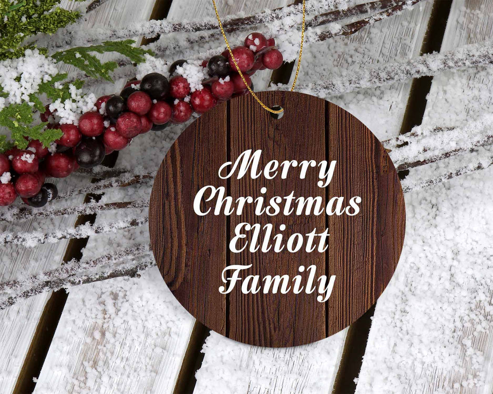 Merry Christmas Elliott Family - Circle Ornament D
