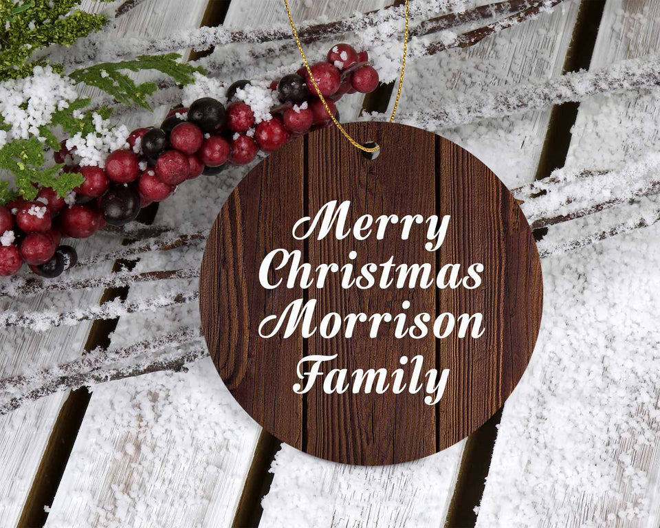 Merry Christmas Morrison Family - Circle Ornament D