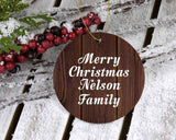 Merry Christmas Nelson Family - Circle Ornament D