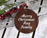 Merry Christmas Ray Family - Circle Ornament D