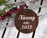 Nanny Established EST. 2022 - Circle Ornament D