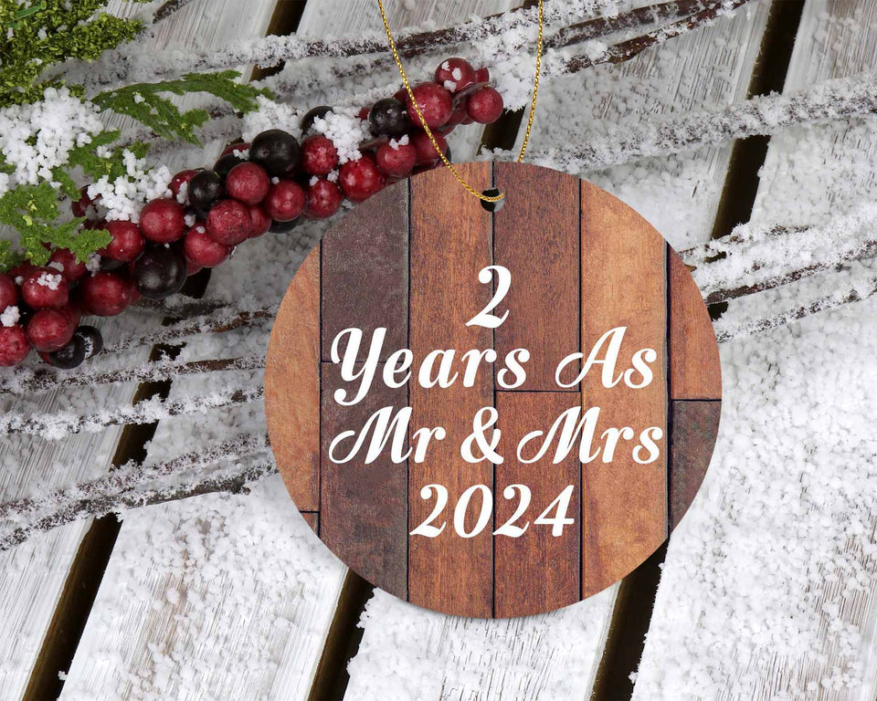 2nd Anniversary 2 Years As Mr & Mrs 2024 - Circle Ornament E