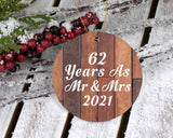 62nd Anniversary 62 Years As Mr & Mrs 2021 - Circle Ornament E