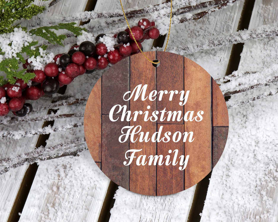 Merry Christmas Hudson Family - Circle Ornament E
