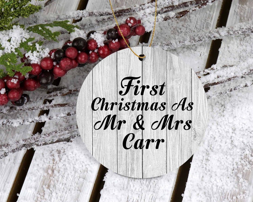 First Christmas As Mr & Mrs Carr - Circle Ornament F