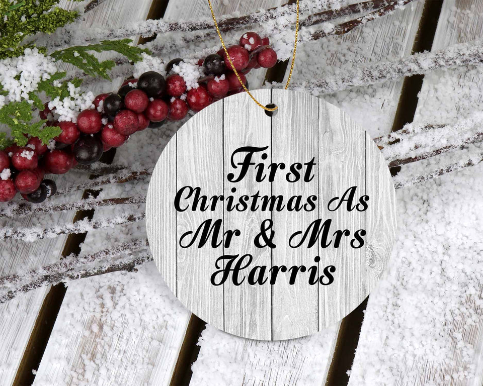 First Christmas As Mr & Mrs Harris - Circle Ornament F