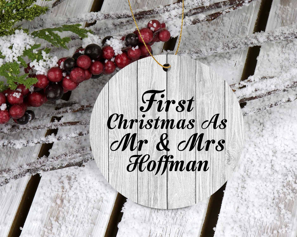 First Christmas As Mr & Mrs Hoffman - Circle Ornament F