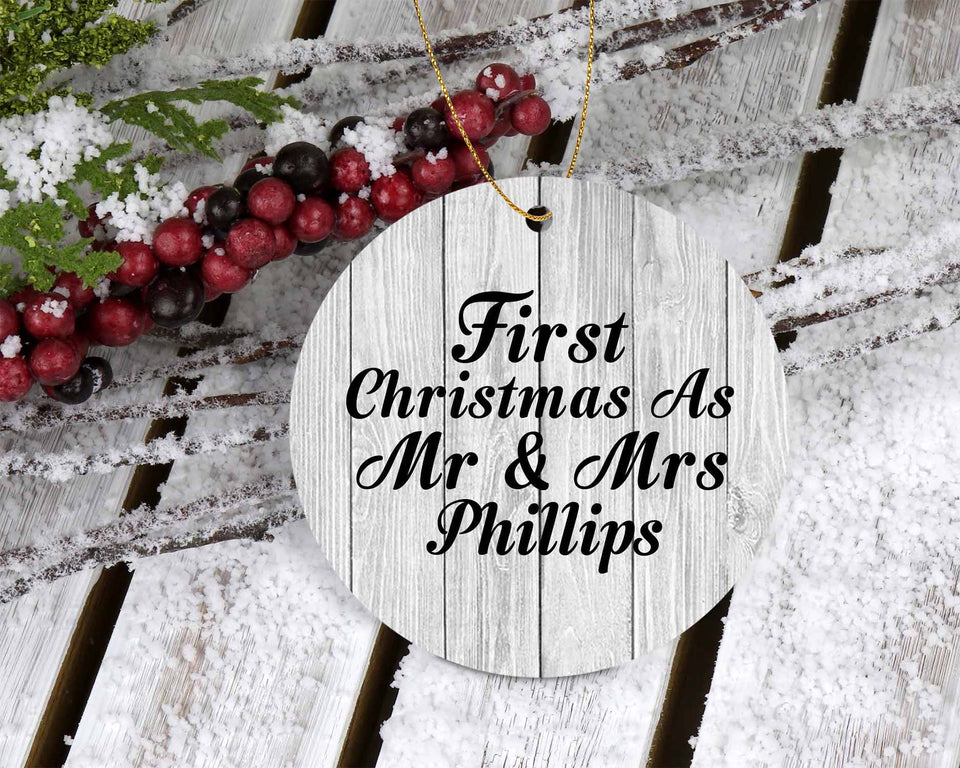 First Christmas As Mr & Mrs Phillips - Circle Ornament F
