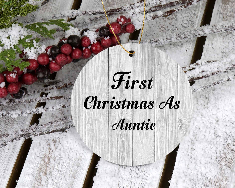 First Christmas As Auntie - Circle Ornament F