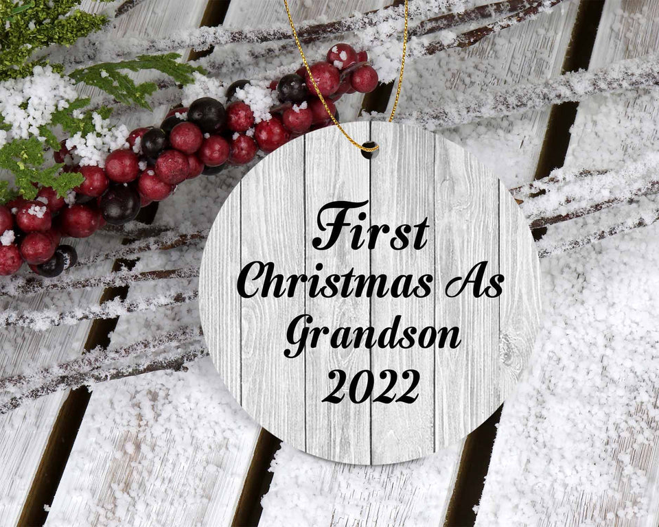 First Christmas As Grandson 2022 - Circle Ornament F