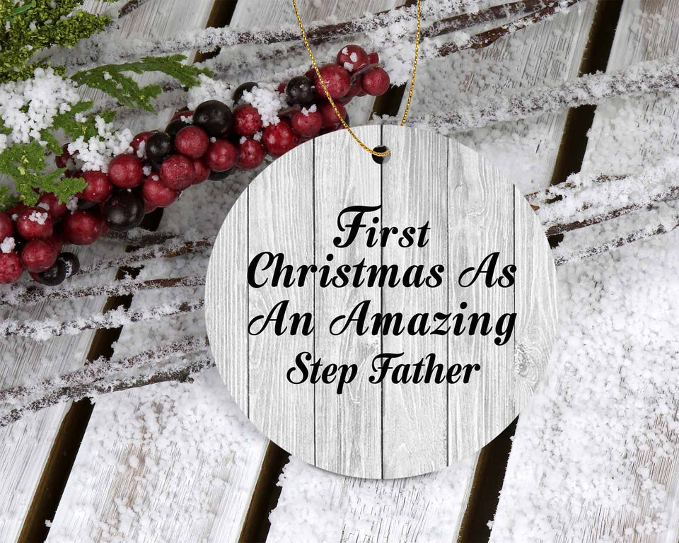 First Christmas As An Amazing Step Father - Circle Ornament F