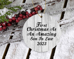 First Christmas As An Amazing Son In Law 2023 - Circle Ornament F