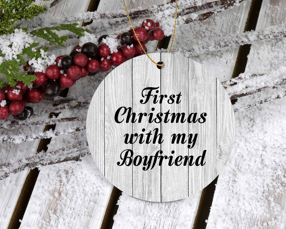 First Christmas With My Boyfriend - Circle Ornament F