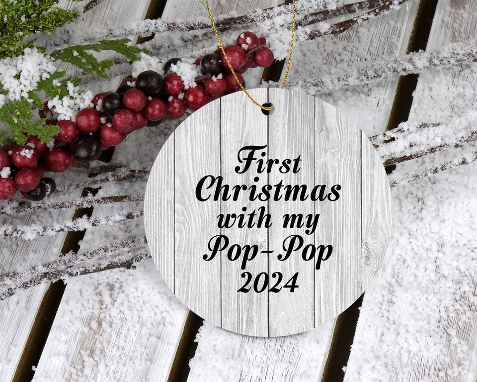 First Christmas With My Pop Pop 2024 - Circle Ornament F