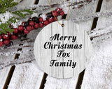 Merry Christmas Fox Family - Circle Ornament F