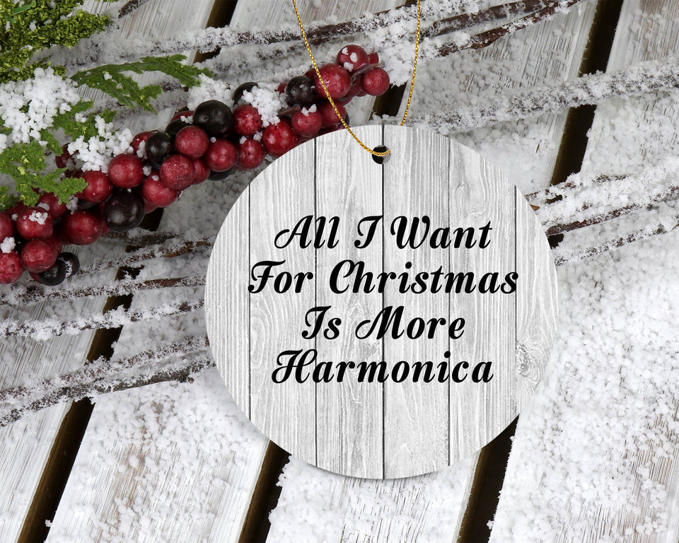 All I Want For Christmas Is More Harmonica - Circle Ornament F