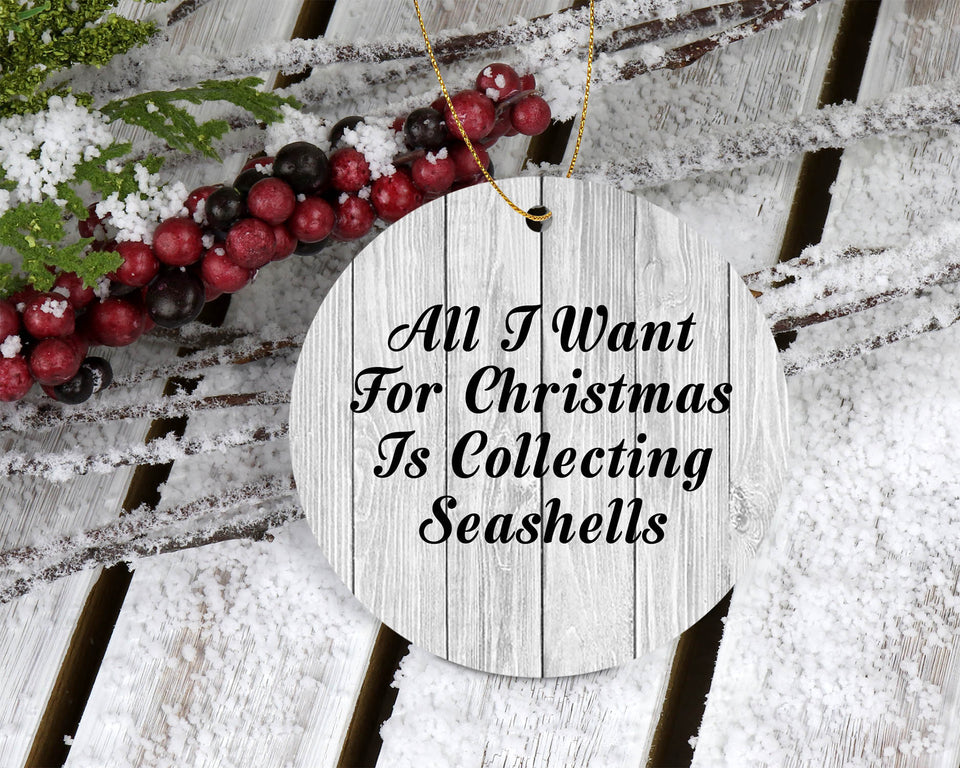 All I Want For Christmas Is Collecting Seashells - Circle Ornament F