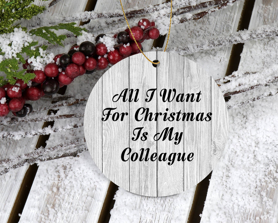 All I Want For Christmas Is My Colleague - Circle Ornament F