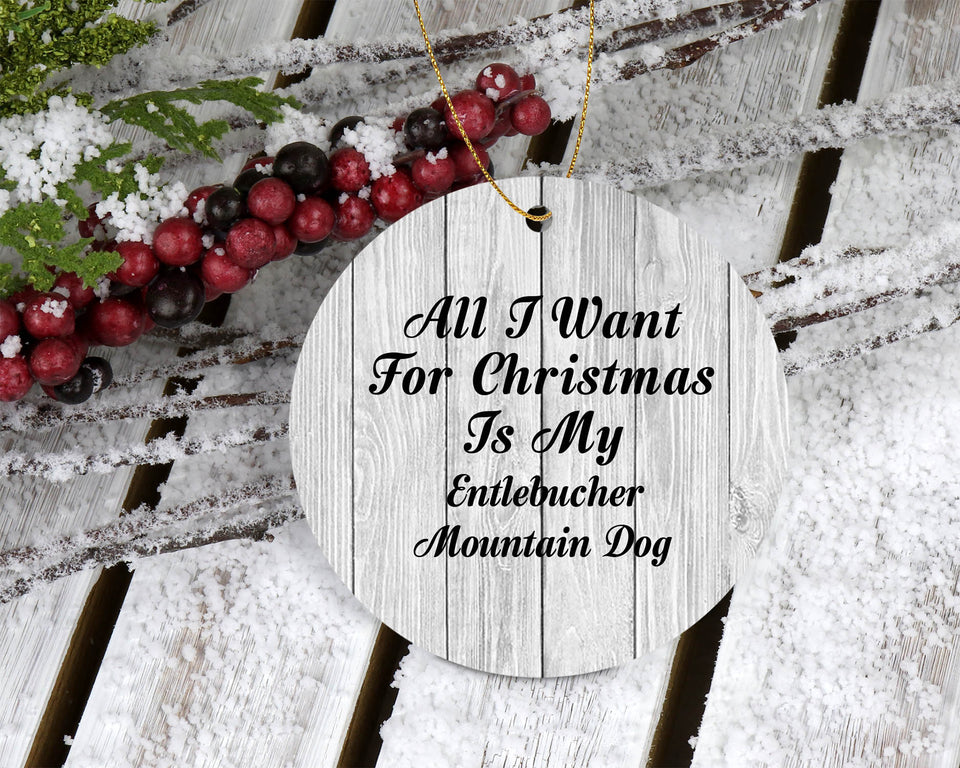 All I Want For Christmas Is My Entlebucher Mountain Dog - Circle Ornament F