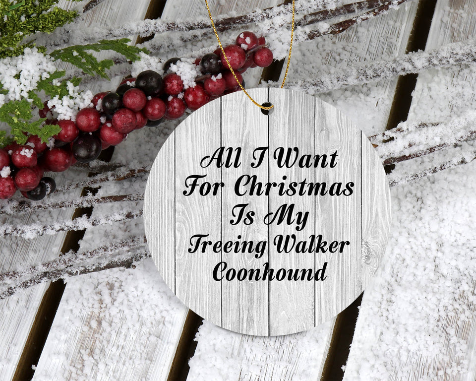 All I Want For Christmas Is My Treeing Walker Coonhound - Circle Ornament F