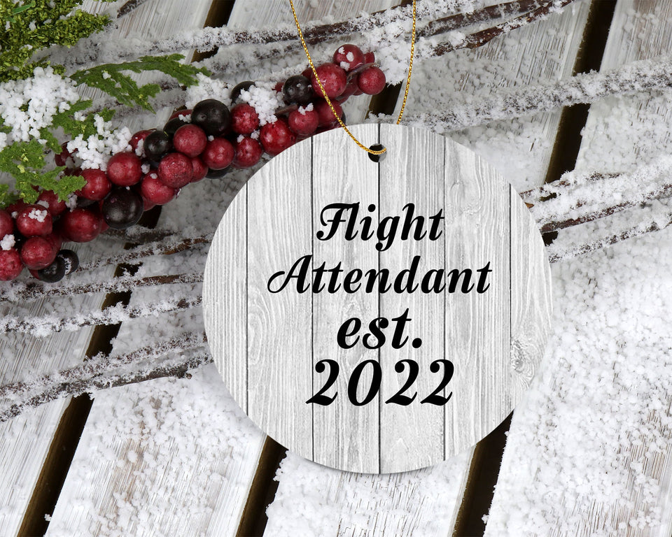 Flight Attendant Established Est. 2022 - Circle Ornament F