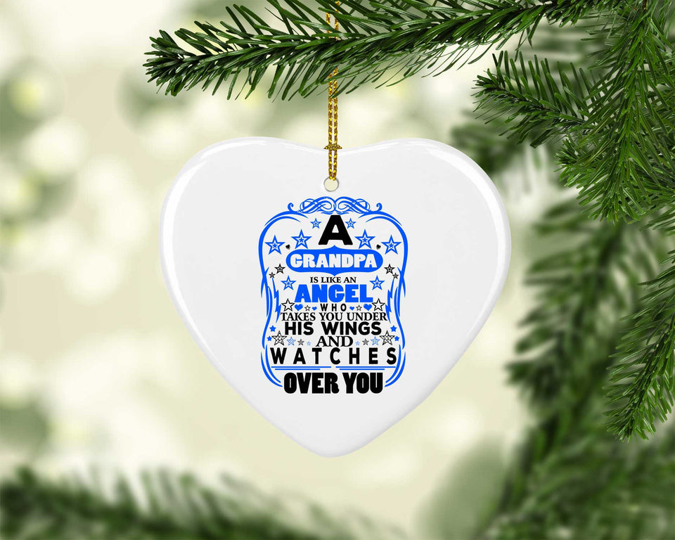 Grandpa Is Like An Angel Takes You Under His Wings - Heart Ornament