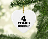 4th Anniversary 4 Years - Heart Ornament