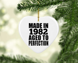 42nd Birthday Made In 1982 Aged to Perfection - Heart Ornament