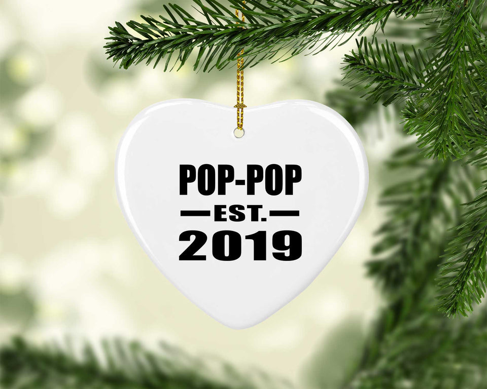 Pop-Pop Established EST. 2019 - Heart Ornament