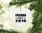 Fireman Established EST. 2019 - Heart Ornament