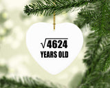 68th Birthday Square Root of 4624 Years Old - Heart Ornament