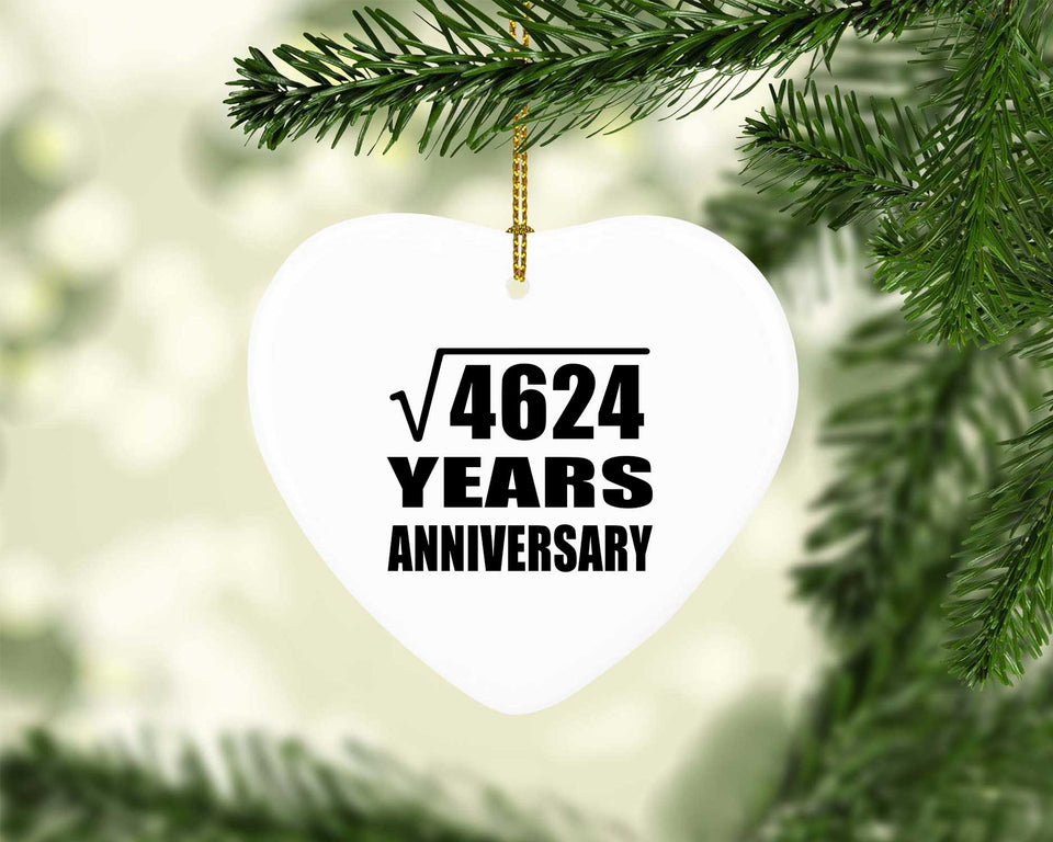 68th Anniversary Square Root of 4624 Years Anniversary - Heart Ornament