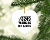 57th Anniversary Square Root of 3249 Years As Mr & Mrs - Heart Ornament