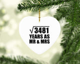 59th Anniversary Square Root of 3481 Years As Mr & Mrs - Heart Ornament