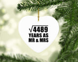 67th Anniversary Square Root of 4489 Years As Mr & Mrs - Heart Ornament
