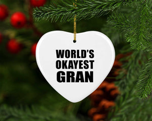 World's Okayest Gran - Heart Ornament