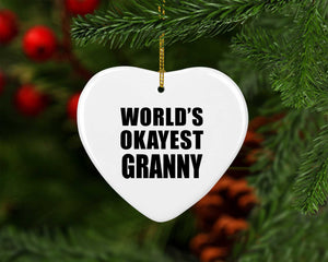 World's Okayest Granny - Heart Ornament