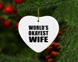 World's Okayest Wife - Heart Ornament
