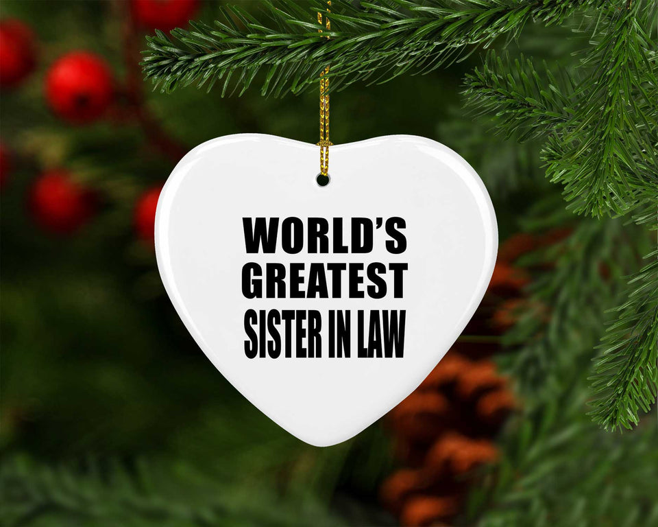 World's Greatest Sister In Law - Heart Ornament