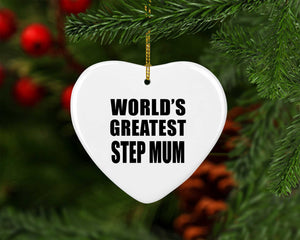 World's Greatest Step Mum - Heart Ornament