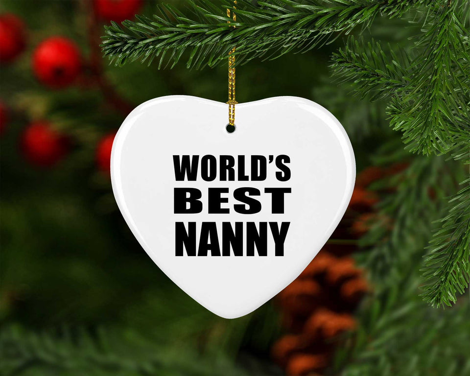 World's Best Nanny - Heart Ornament