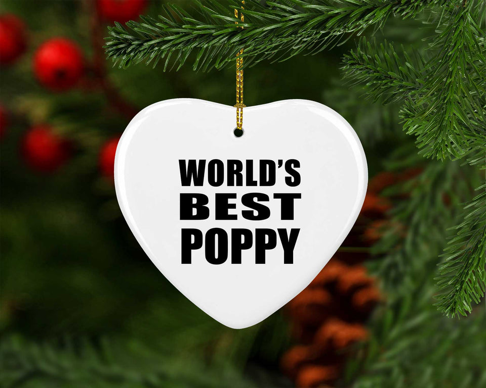 World's Best Poppy - Heart Ornament