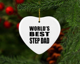World's Best Step Dad - Heart Ornament
