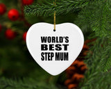World's Best Step Mum - Heart Ornament