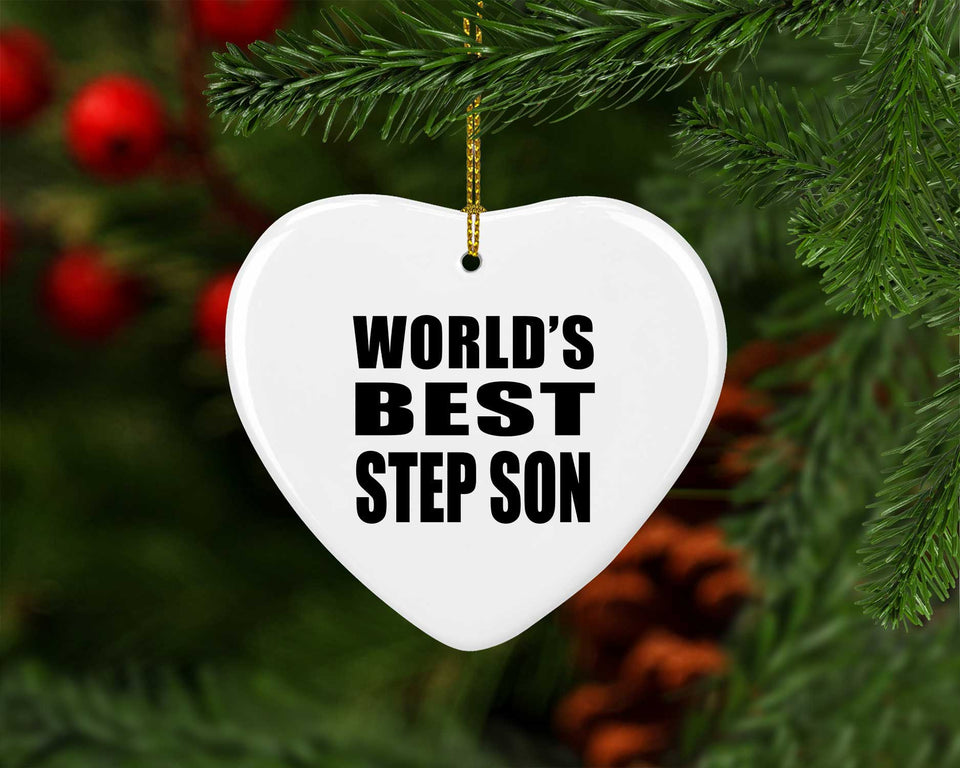World's Best Step Son - Heart Ornament