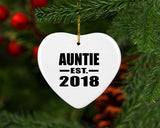 Auntie Established EST. 2018 - Heart Ornament