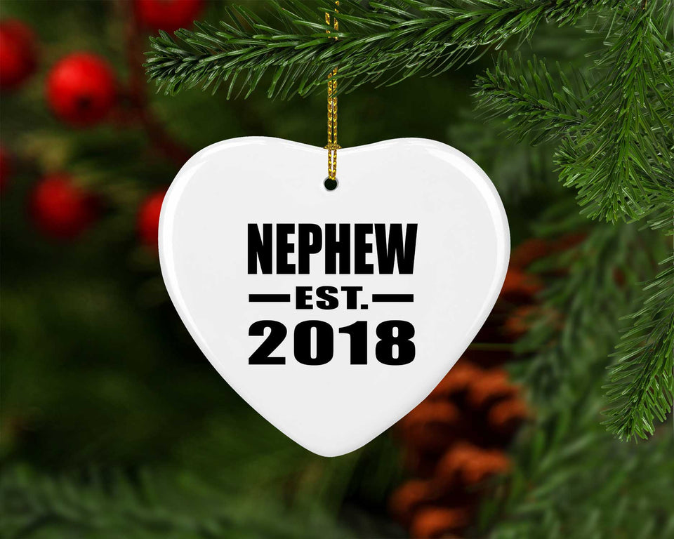Nephew Established EST. 2018 - Heart Ornament