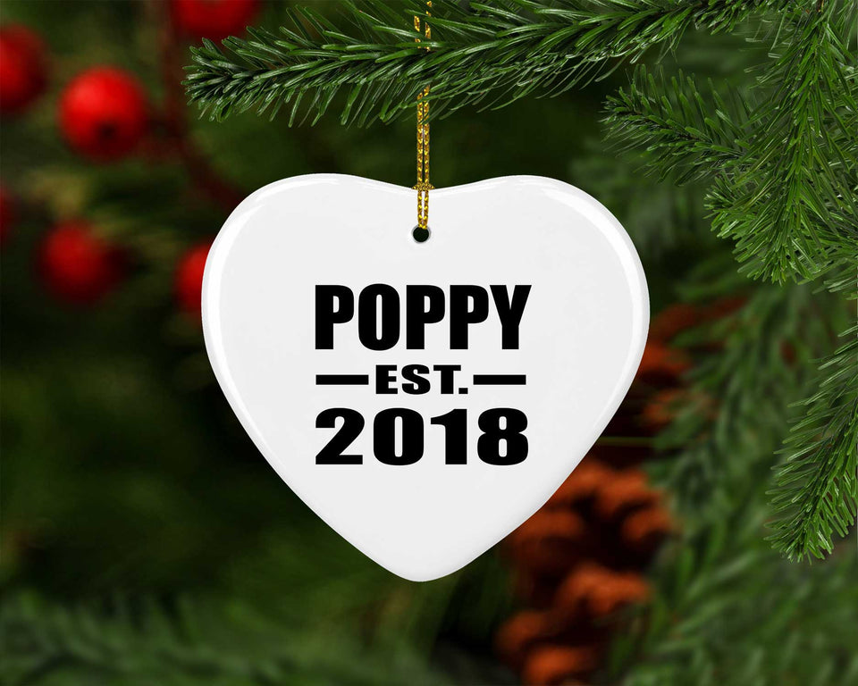 Poppy Established EST. 2018 - Heart Ornament