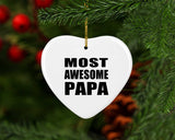 Most Awesome Papa (Grandpa) - Heart Ornament