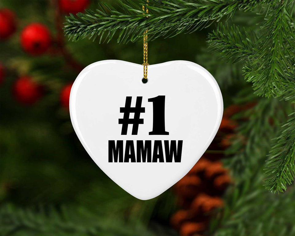 Number One #1 Mamaw - Heart Ornament